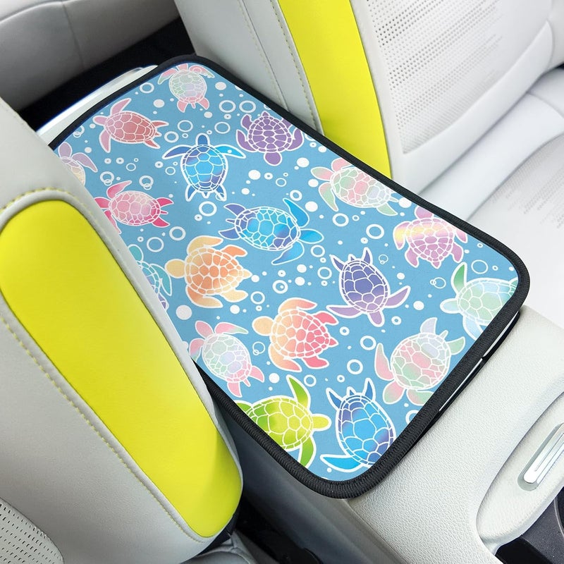 Adastrah Auto Center Console Pad,Sea Turtles 1 Auto Armrest Pad Seat Box Cushion,Armrest Cover Protector for Vehicle SUV Truck Car - Image 1